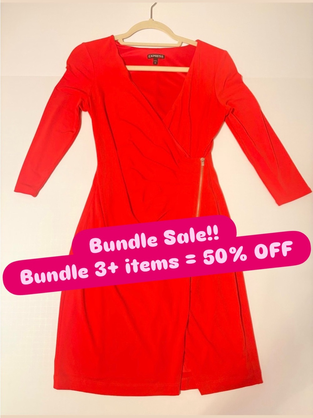 Kacey Montoya’s Closet | Express Red Faux Wrap-Front Midi Dress